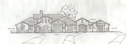Elevation Sketch, Custom Home, Georgetown, Texas, Rob Sanders Designer,